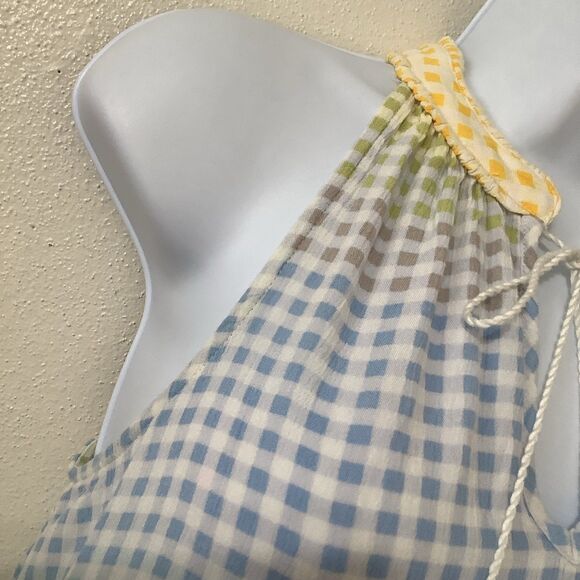 LC Lauren Conrad Gingham Cottagecore Springtime Easter Colorful Tassel Blouse XS - Picture 4 of 12